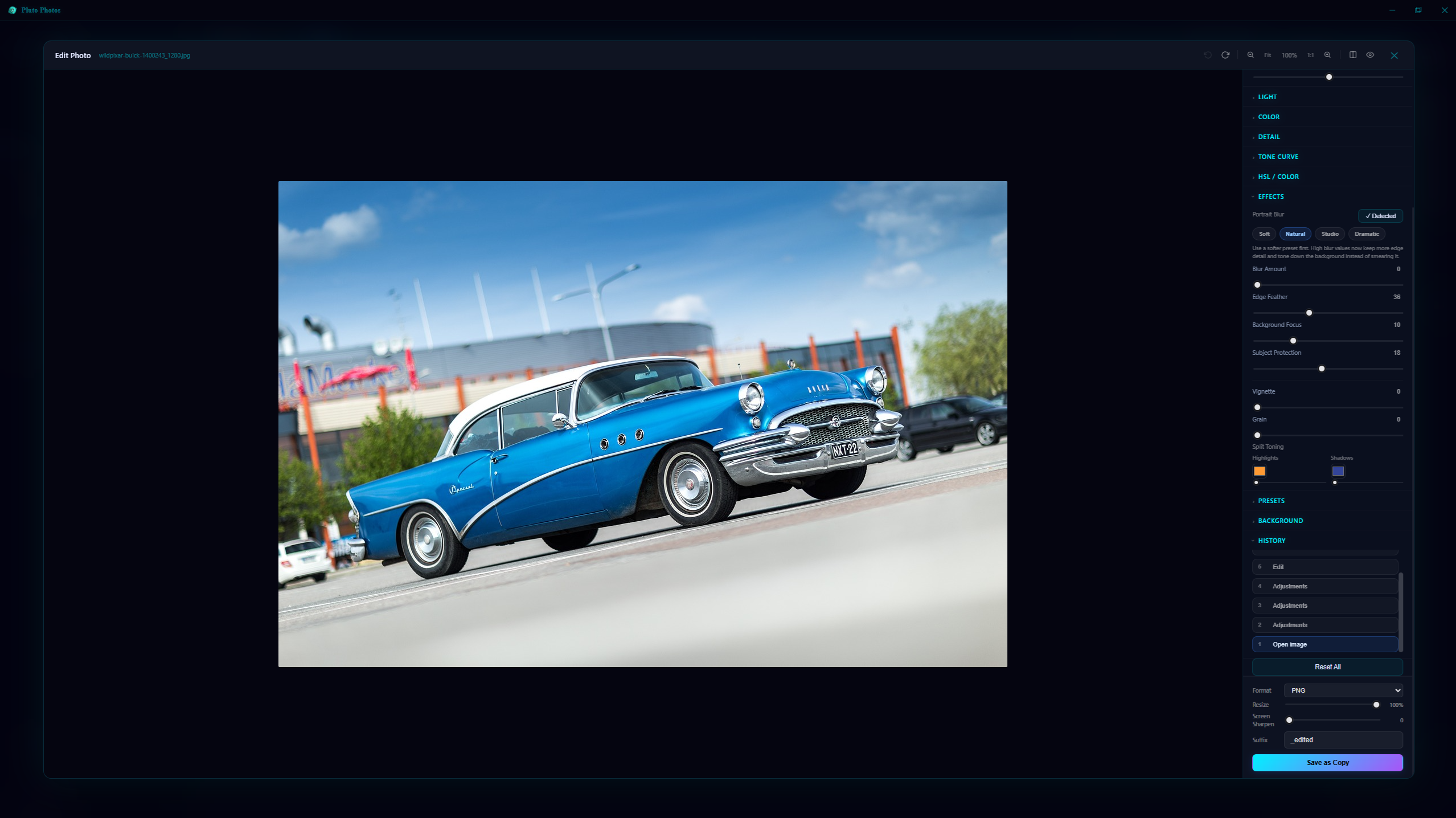 A photo open in the editor before portrait blur