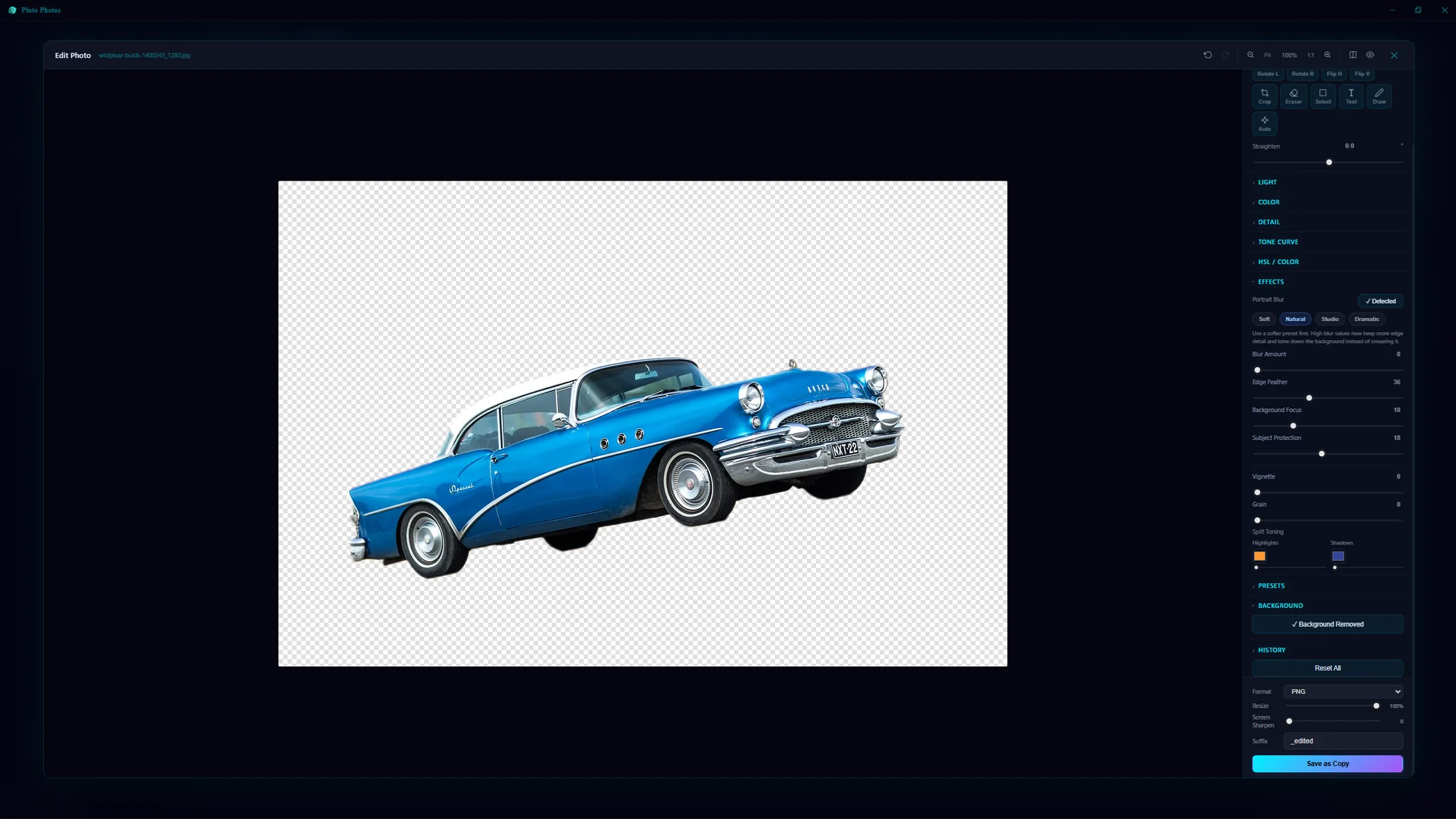 Background removal — one-click subject isolation